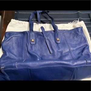 Stella & Dot genuine leather cobalt blue tote